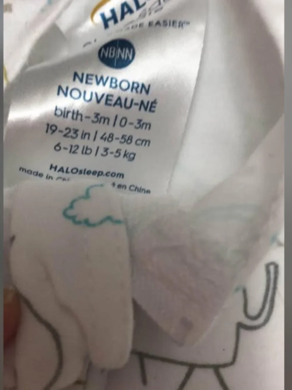 Halo Sleepsack and Swaddle Elephant  Back is Best Size NB 0-3 months